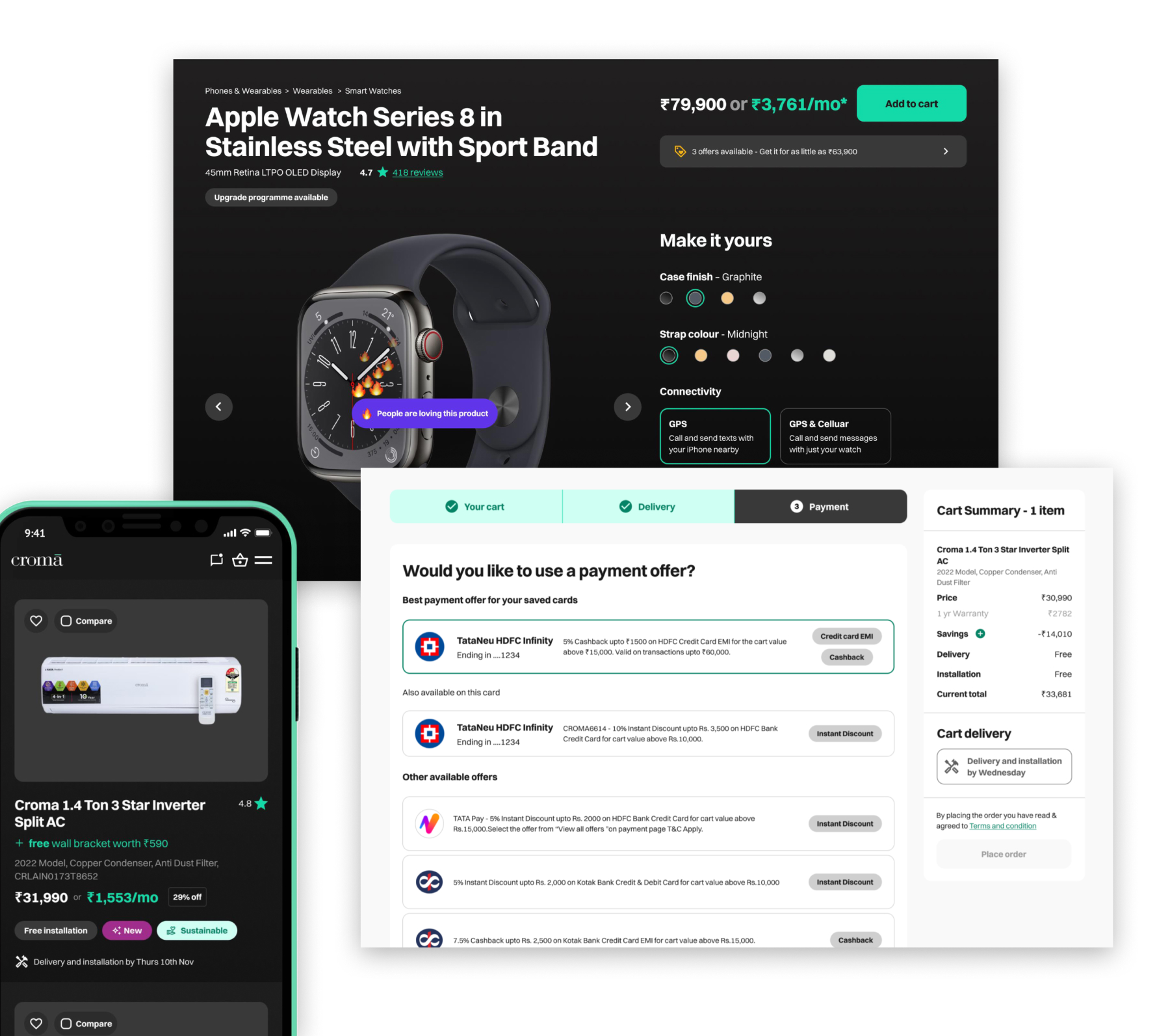 Product page and checkout