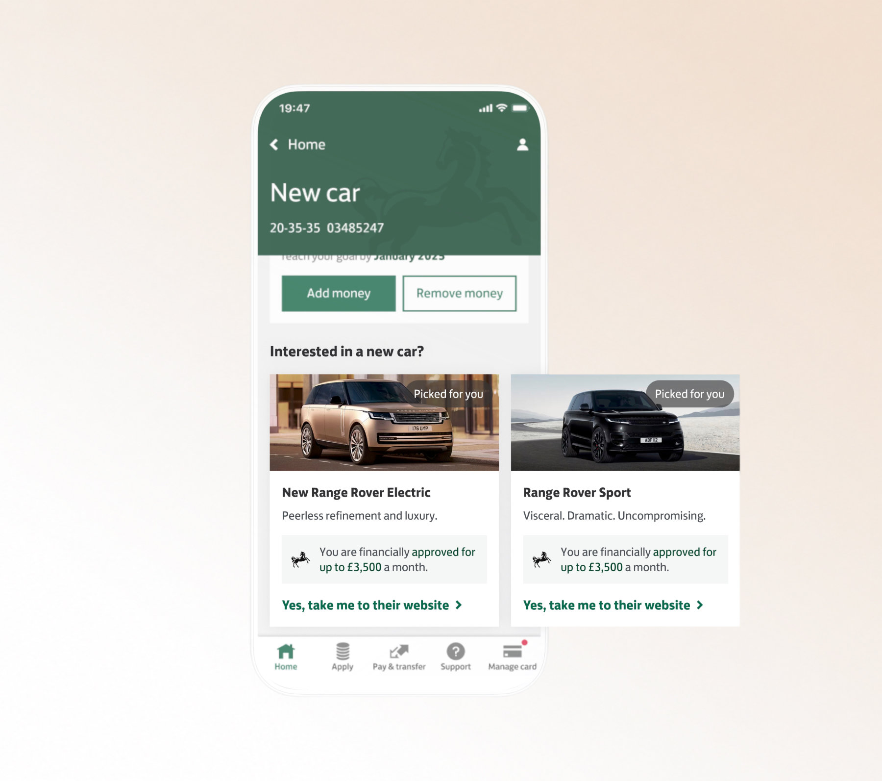 LBG app surfacing JLR promotions